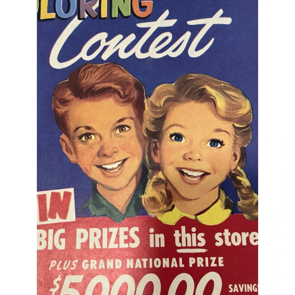 Vintage 1954 Unused Super Market Coloring Contest Book‎ Pictures Brands Kraft 5x